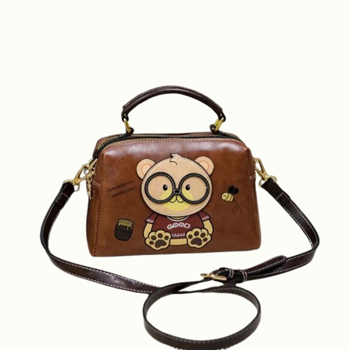 GENERICO - Cartera Morral  Piton Bear Marron – Diseño Tierno y Moderno