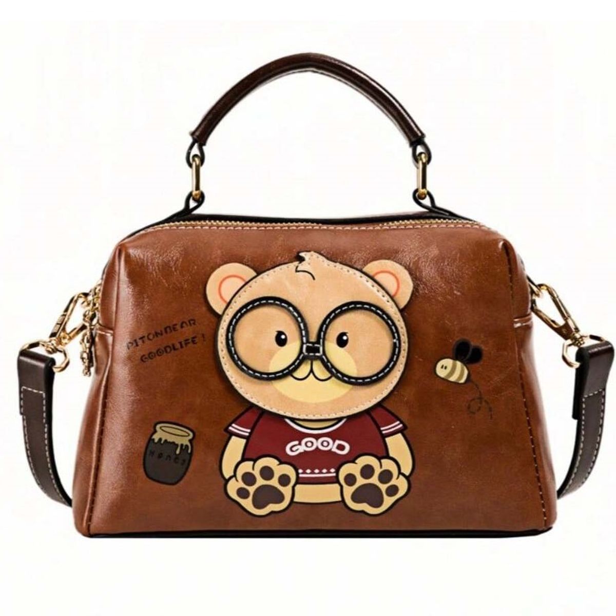 GENERICO - Cartera Morral  Piton Bear Marron – Diseño Tierno y Moderno