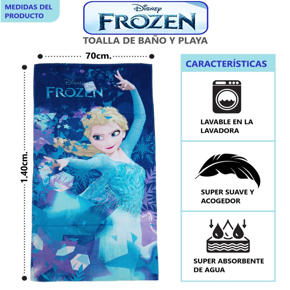 GENERICO - TOALLA DE PLAYA O BAÑO 100% ALGODÓN