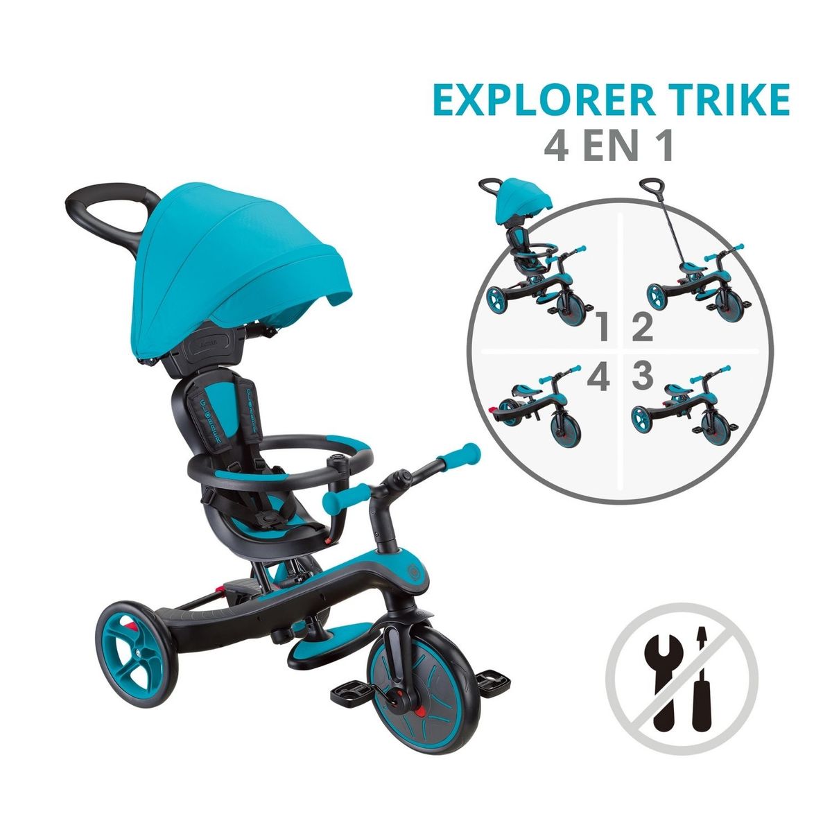 GLOBBER - Globber Triciclo Explorer Trike 4 en 1 Celeste v2
