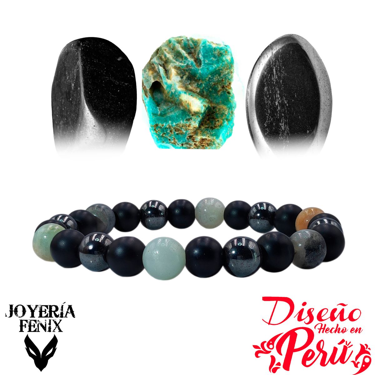JOYERIA FENIX - Pulsera Triple Protección Ónix - Joyería Fénix