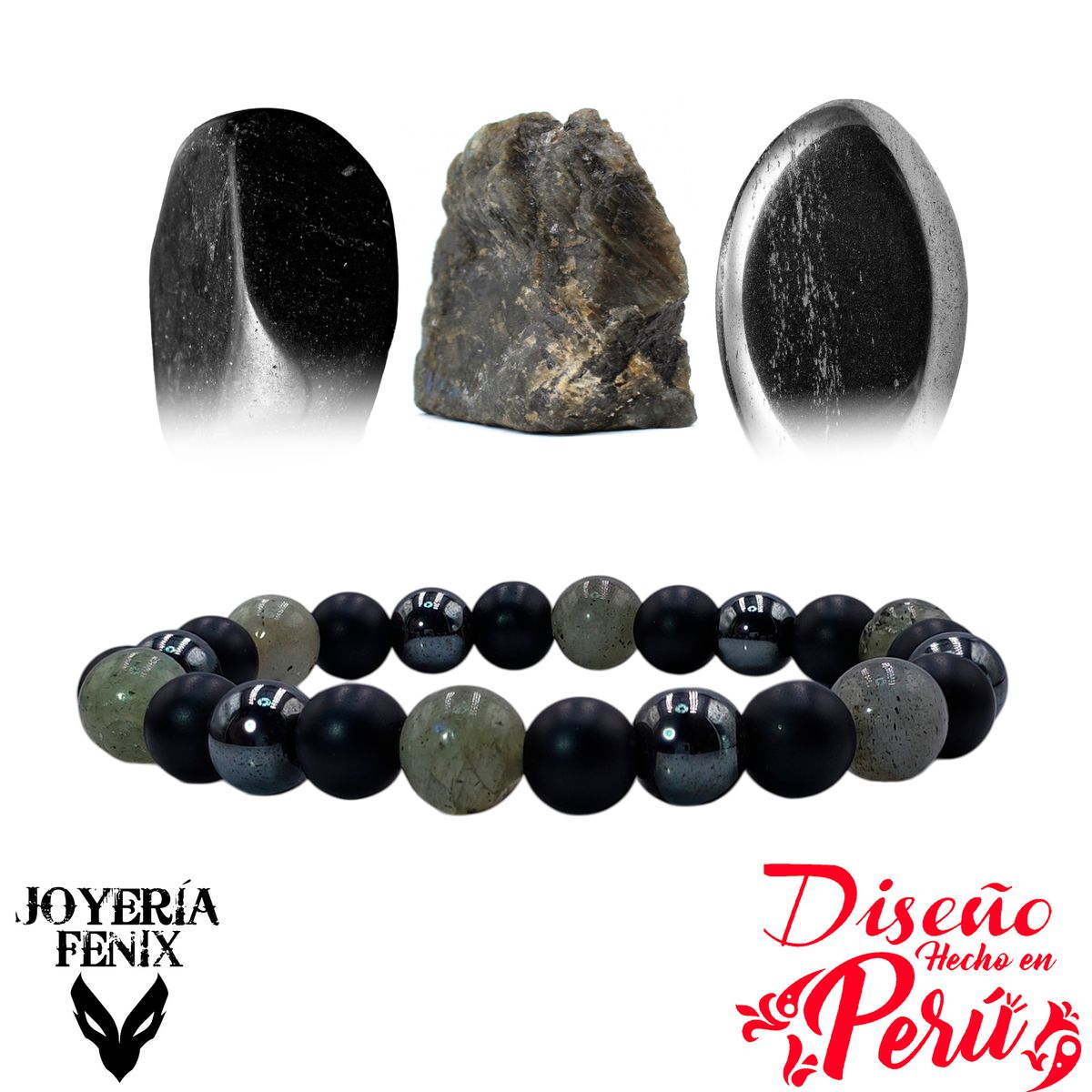JOYERIA FENIX - Pulsera Triple Protección Ónix - Joyería Fénix