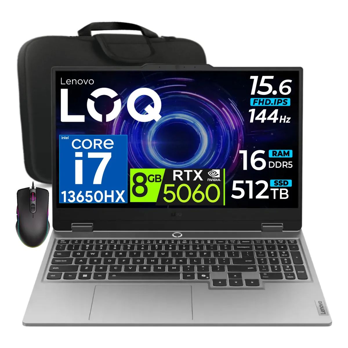 LENOVO - Laptop Lenovo Loq 15 Core i7-13650hx 16gb 512gb Nvidia RTX5060 8gb 15.6" FHD 144hz