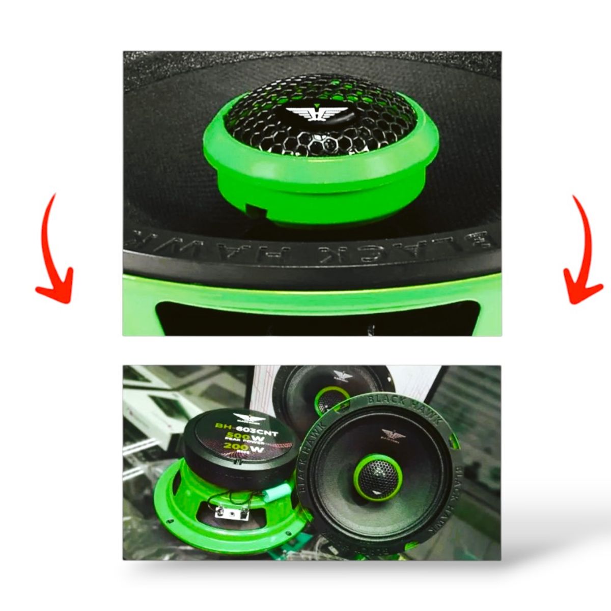 BLACK HAWK - Parlante Medio Rango 6 Pulgadas con Tweeter Incluido 500W Black Hawk