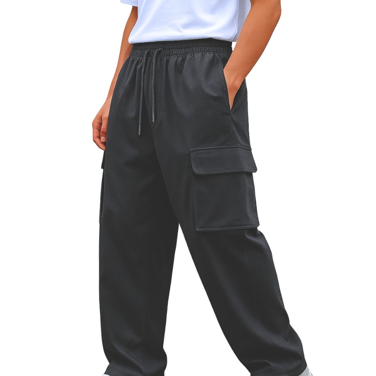 ENKI - Pantalón Cargo Parachute Oversized Hombre Tela Nova Premium