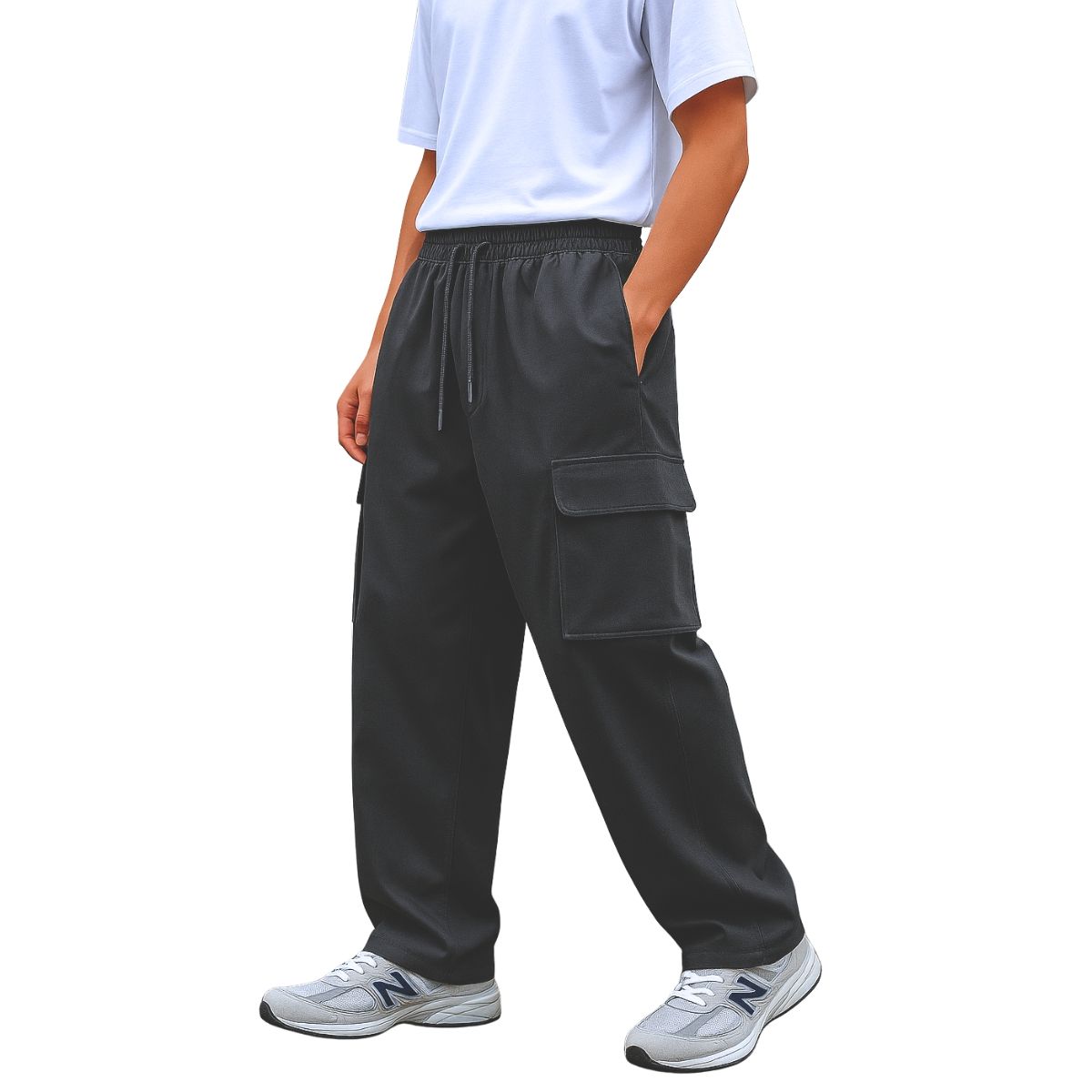 ENKI - Pantalón Cargo Parachute Oversized Hombre Tela Nova Premium