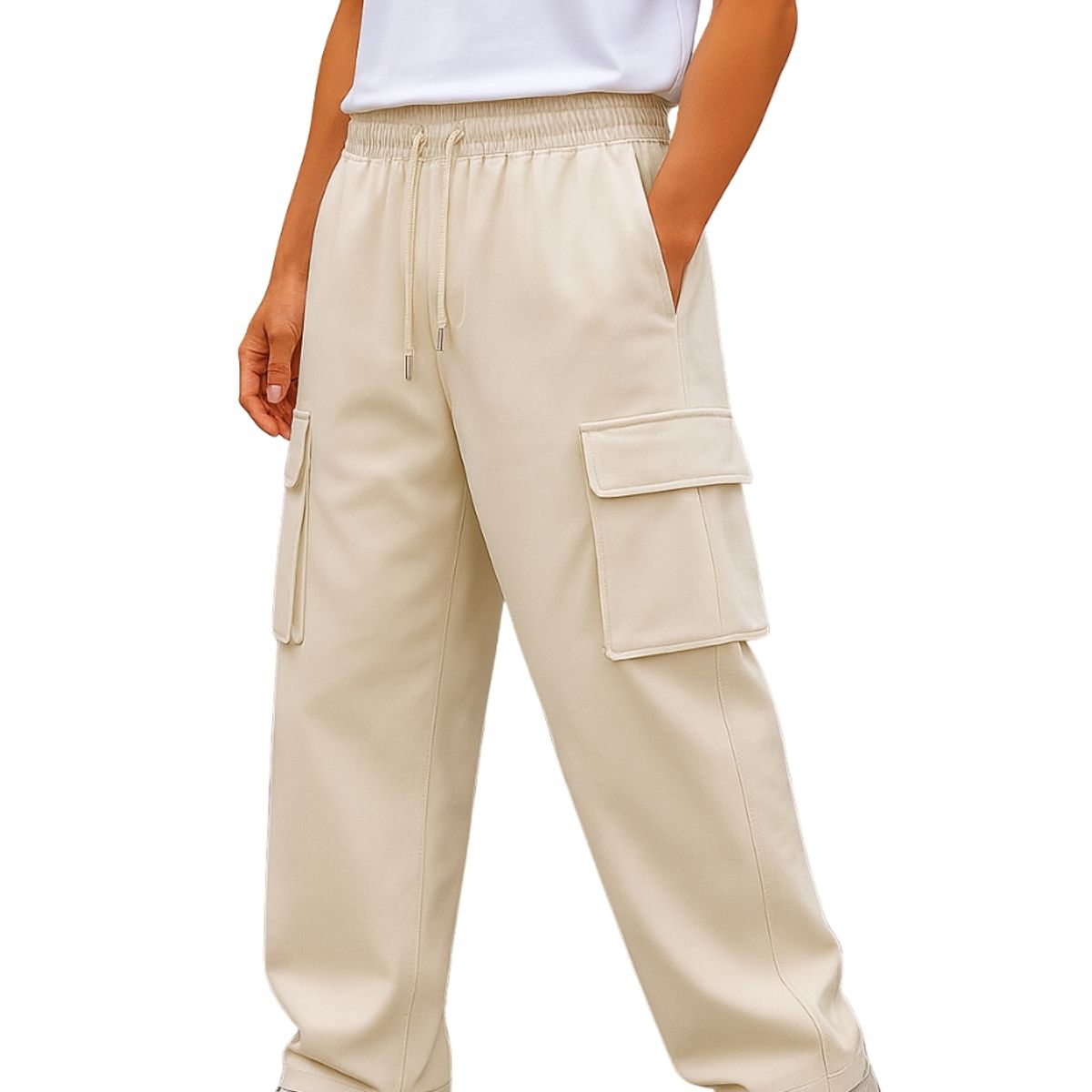 ENKI - Pantalón Cargo Parachute Oversized Hombre Tela Nova Premium