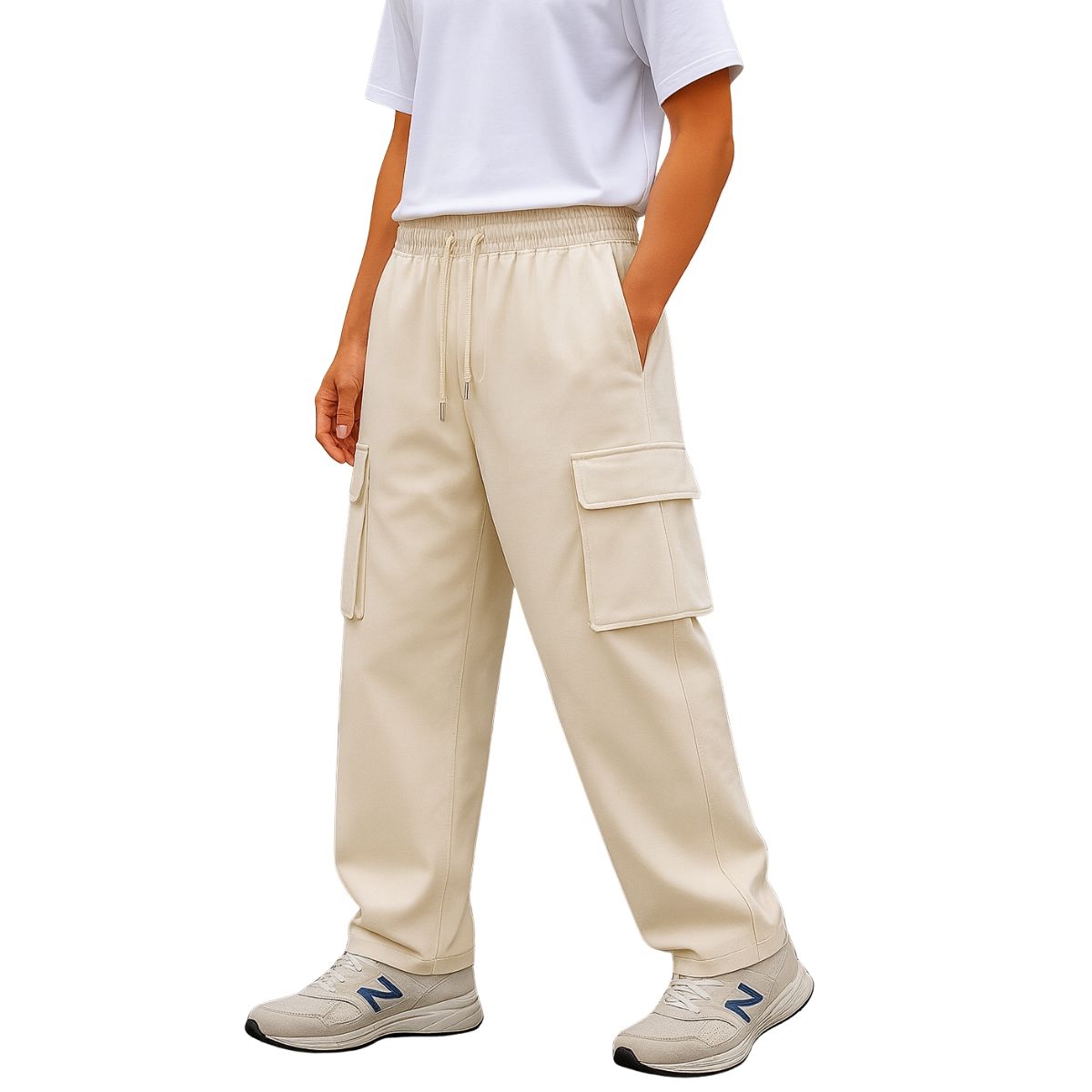 ENKI - Pantalón Cargo Parachute Oversized Hombre Tela Nova Premium