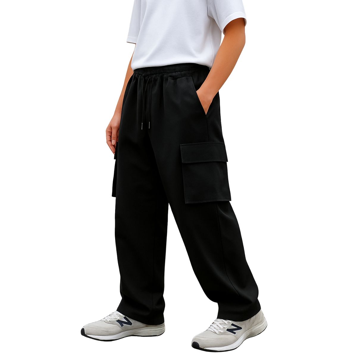 ENKI - Pantalón Cargo Parachute Oversized Hombre Tela Nova Premium