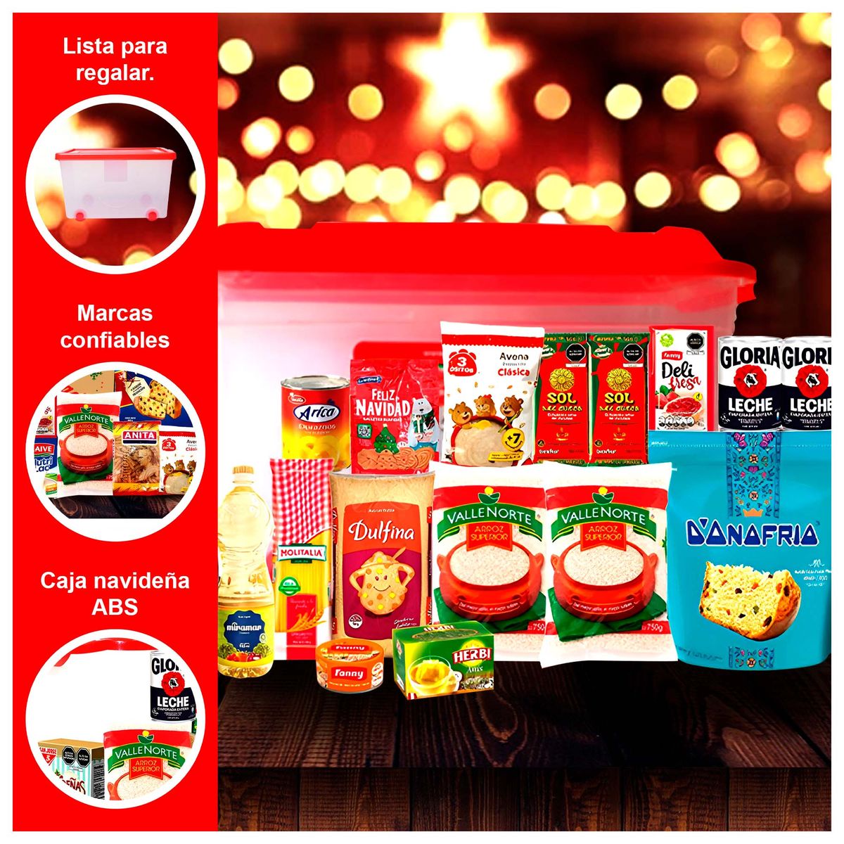 GENERICO - Canasta Navideña Sasha con 17 Productos Incluidos