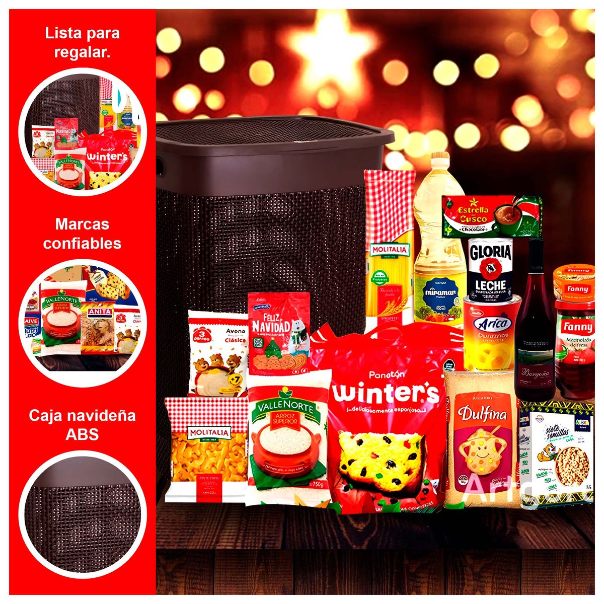 GENERICO - Canasta Navideña Moray con 15 Productos Incluidos
