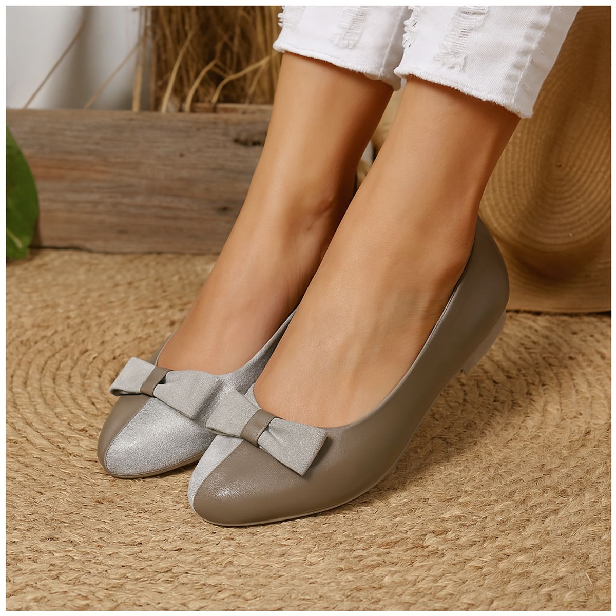 GENERICO - Balerinas Mujer Misshus Marie arena - acero c lazo
