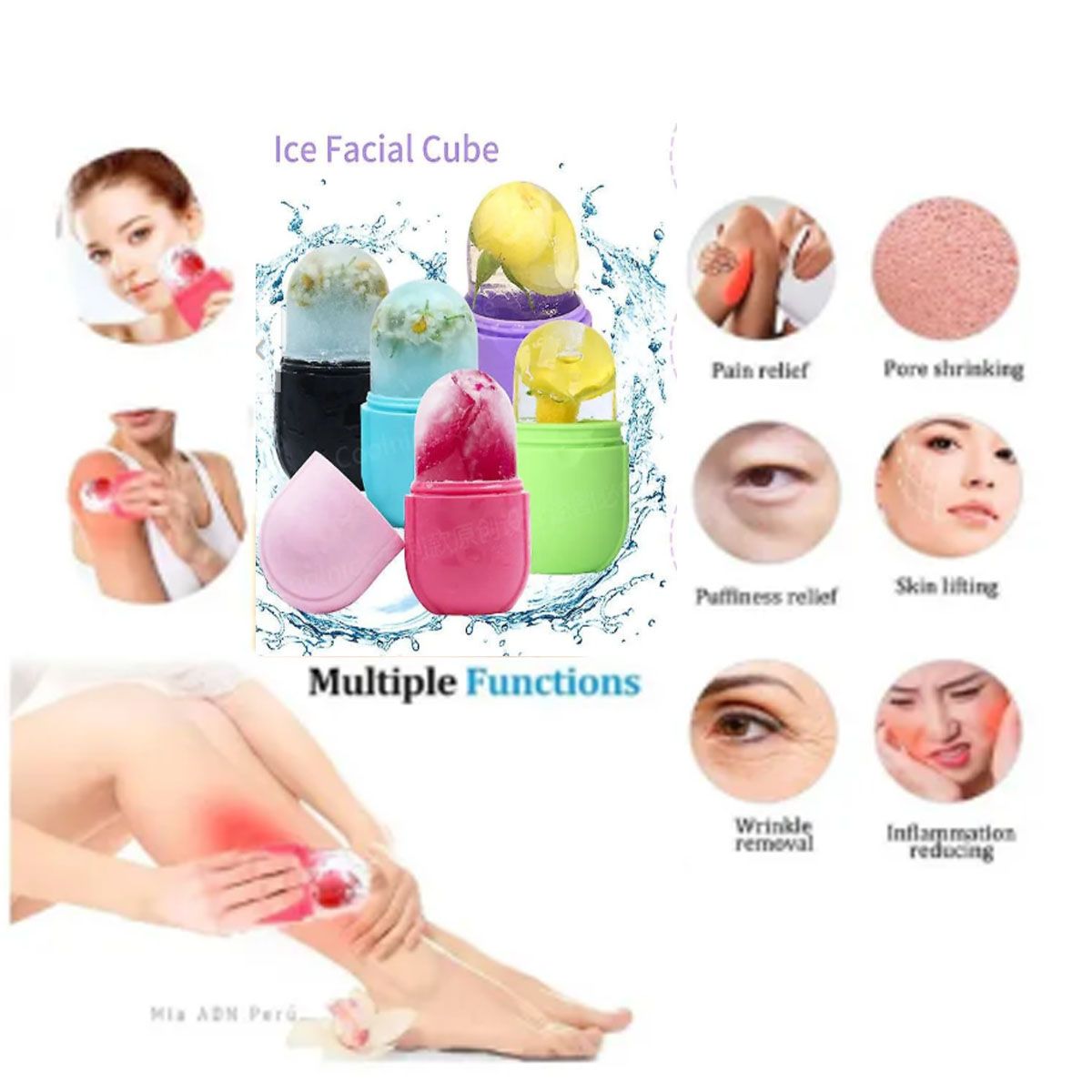 GENERICO - 2 Roller de Hielo para Desinflamar Rostro Masaje Facial