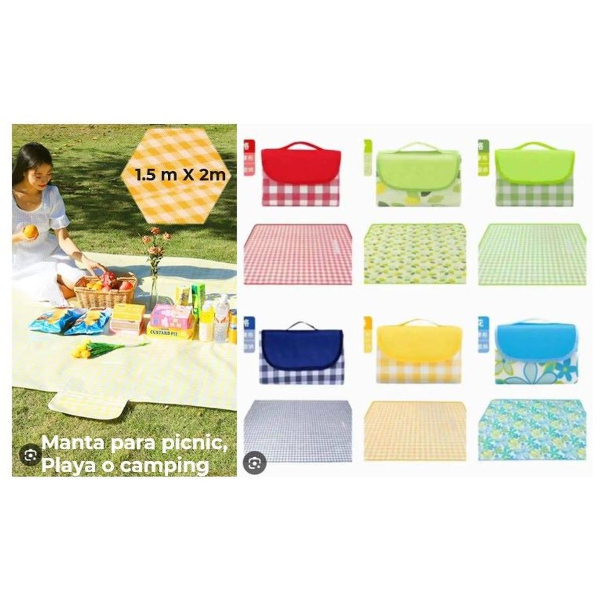 GENERICO - Mantel para Picni o Camping 145 x 200 cm Diseño Variados