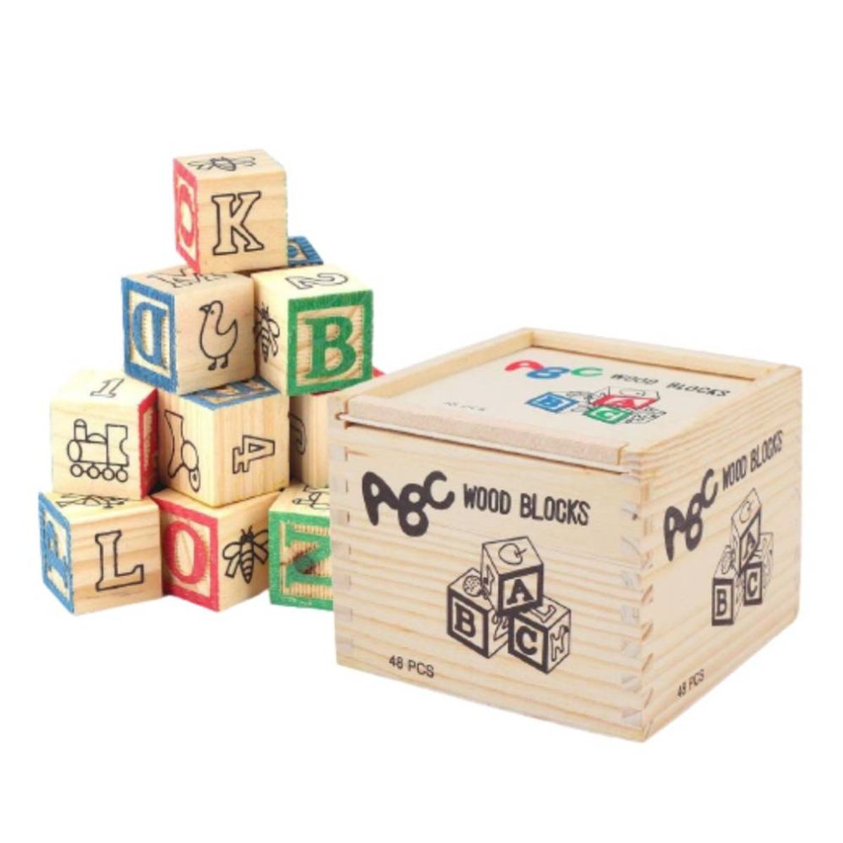 GENERICO - Set de Bloques de Madera ABC Educativos x27