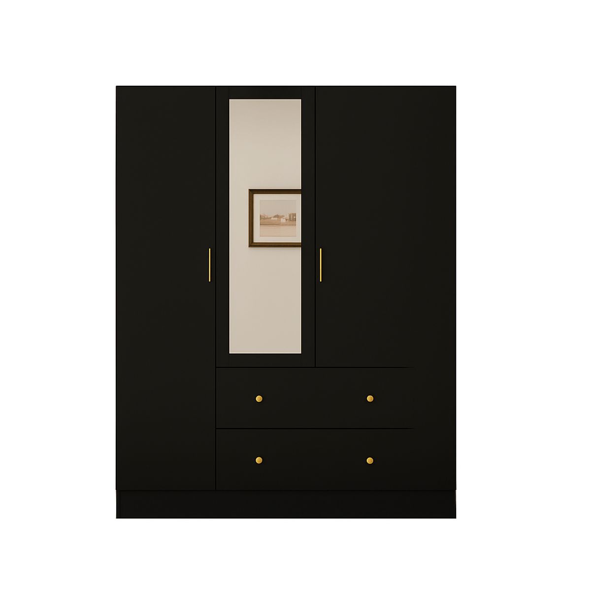 Ropero de Melamina con Espejo Negro 160cm, marca MUEBLES CRISOSTOMO - Foto Principal
