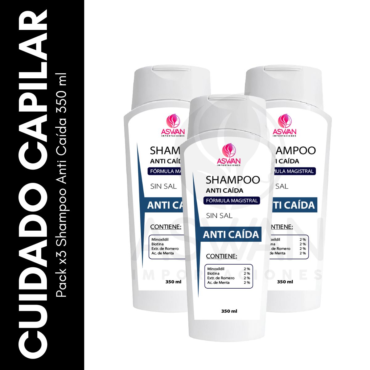 GENERICO - Pack x3 Shampoo Anti Caída 350 ml