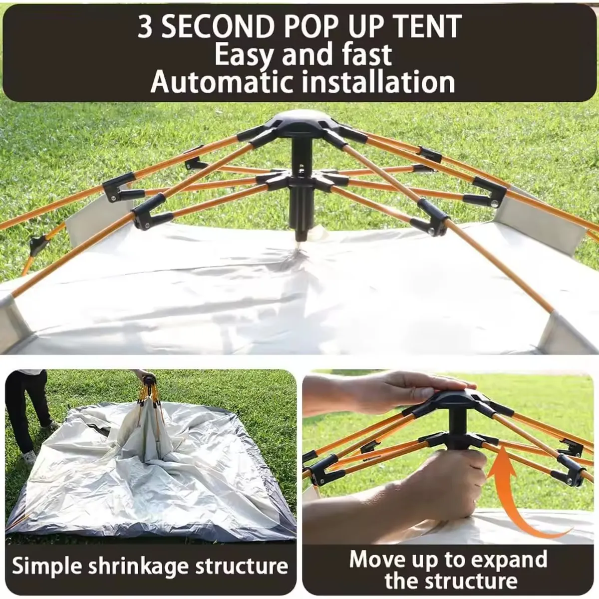 EVERSO - Carpa Automática 3-4 personas Doble Capa Toldo 2x22x145m