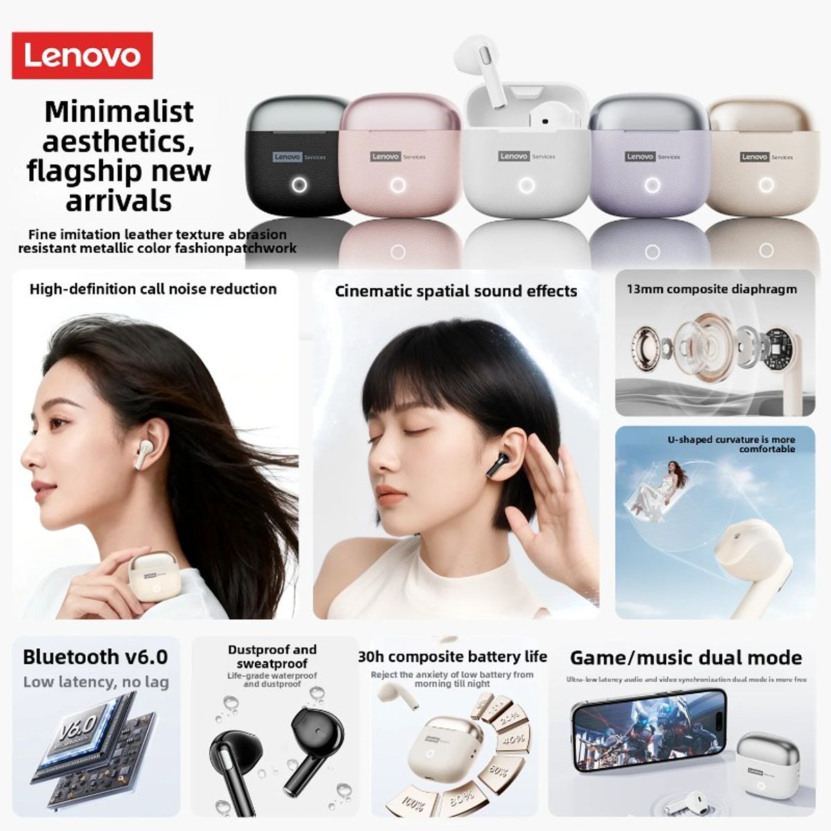 LENOVO - Audífono In-Ear Bluetooth LE220