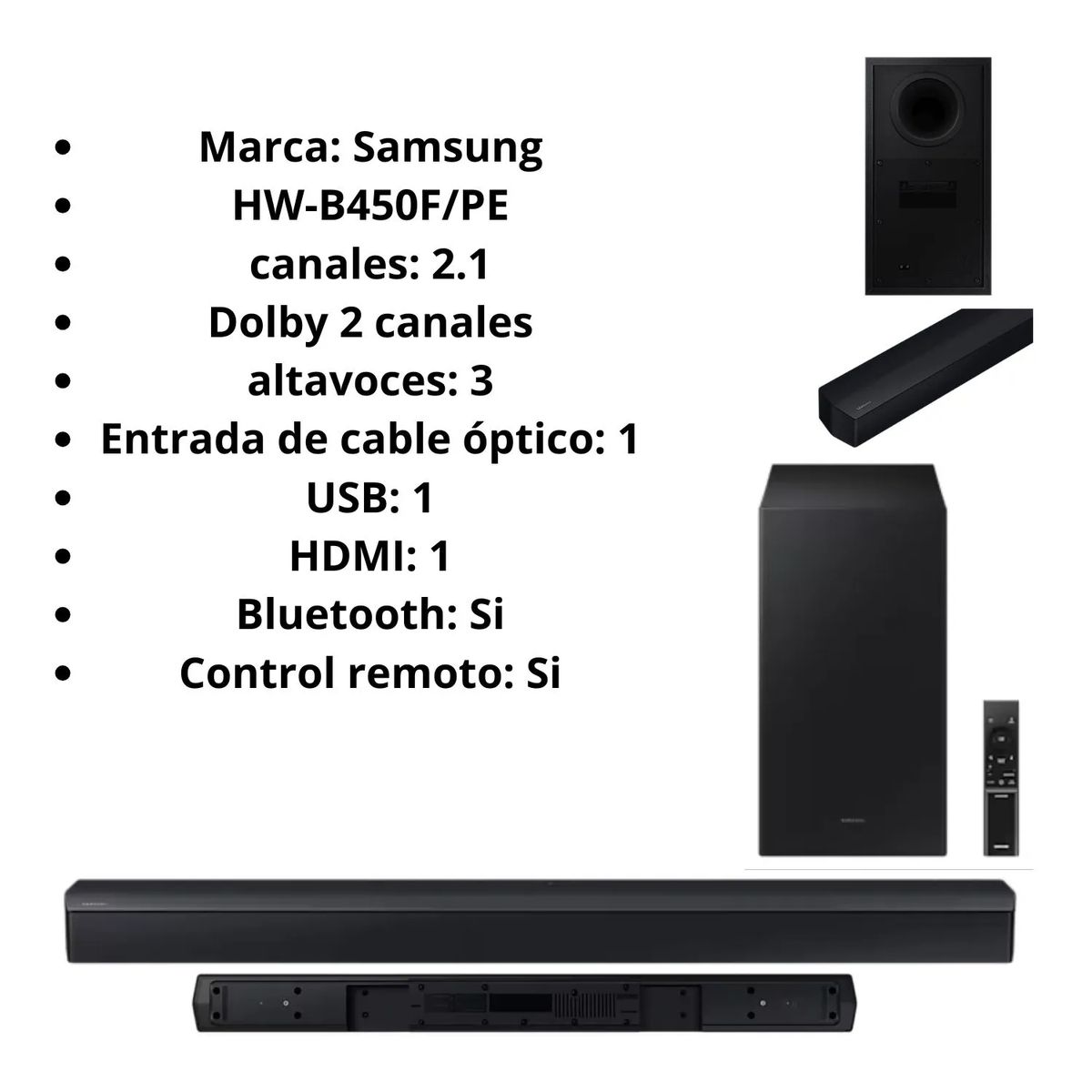 SAMSUNG - Soundbar Samsung Dolby Atmos 2.1 Ch. HW-B450F (2025)