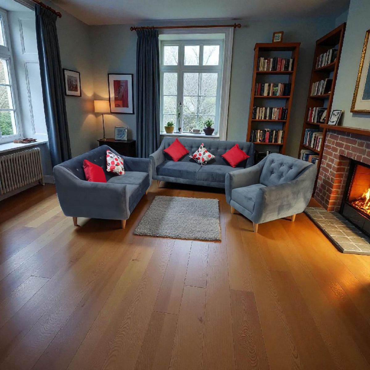 GENERICO - seccional vintage 3 2 1 gris oscuro + 3 cojines de regalo