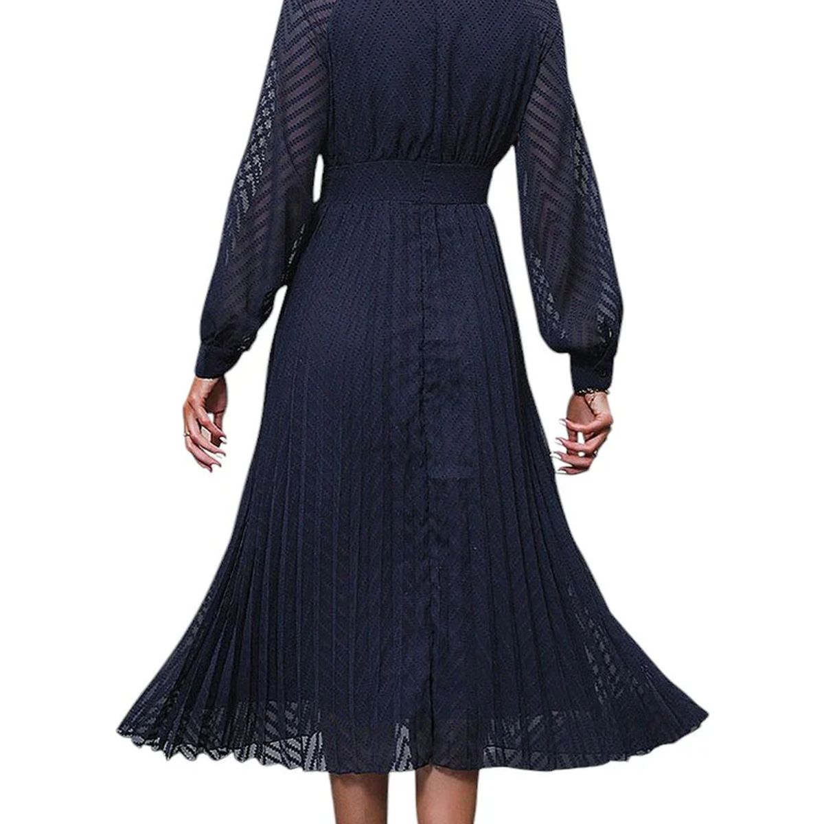 GENERICO - Vestido Azul Marino Cuello en V - Vestido Filomena