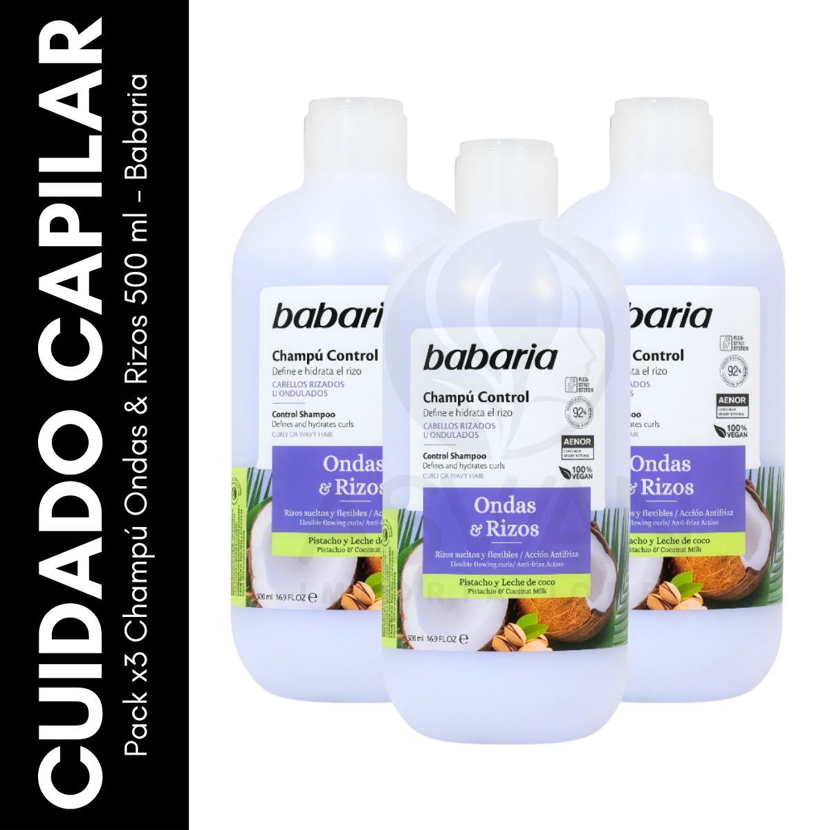 GENERICO - Pack x3 Champú Ondas & Rizos 500 ml - Babaria