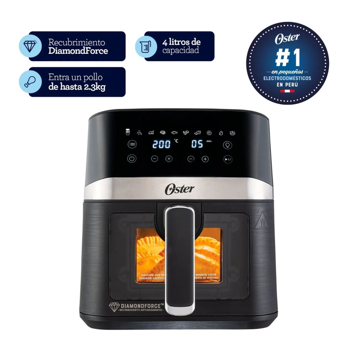 OSTER - Freidora De Aire Oster 4l Digital Con Ventana Y Revestimiento Diamondforce