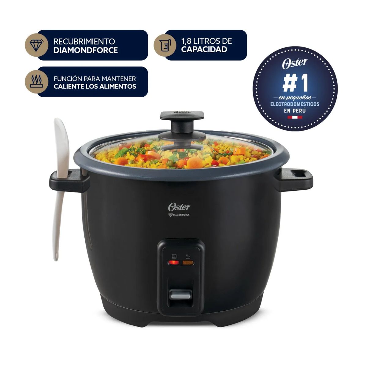 OSTER - Olla Arrocera Oster 1.8L Antiadherente DiamondForce  CKSTRCB10DFBLK