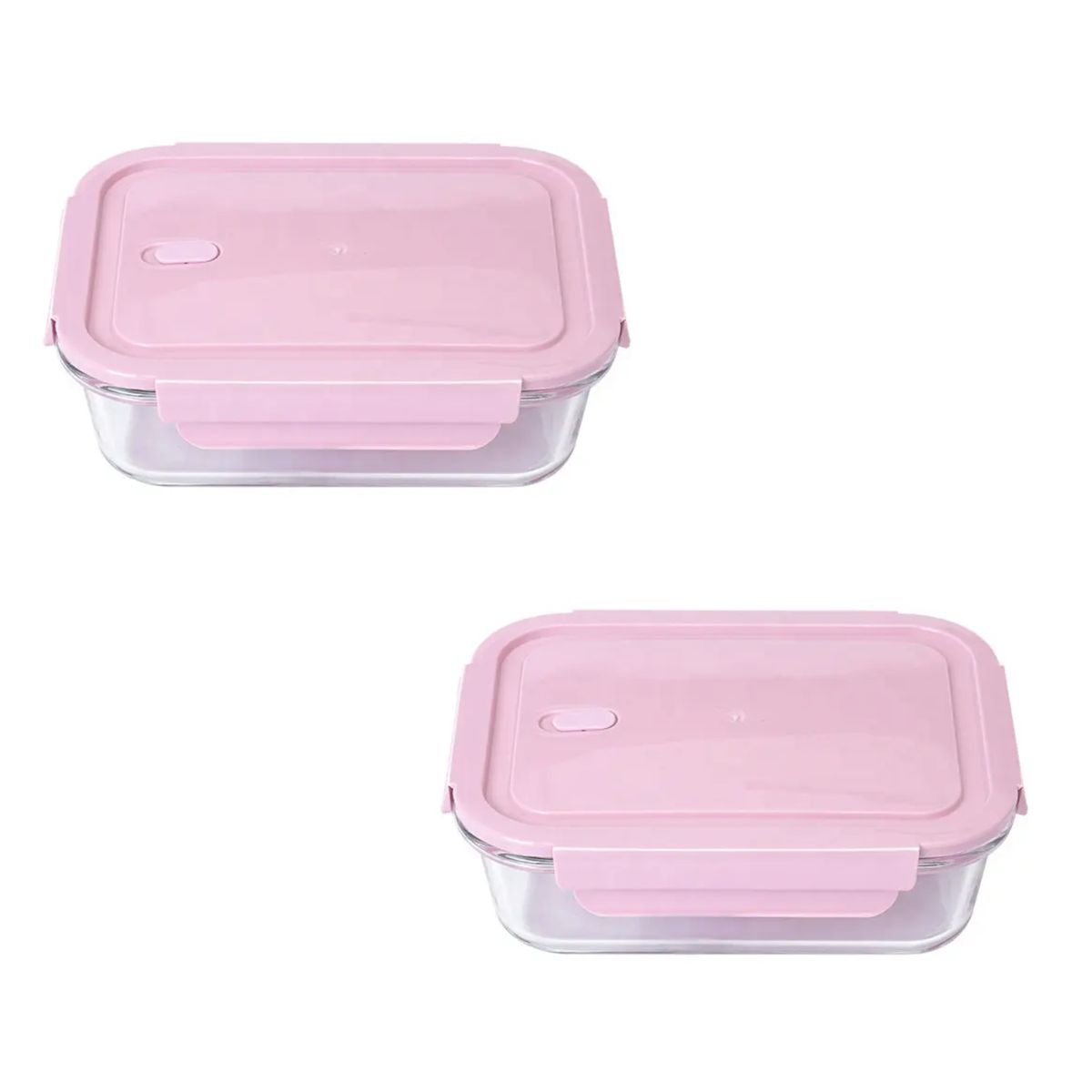 GENERICO - Pack x2 Táperes de vidrio 410ml - Rosado