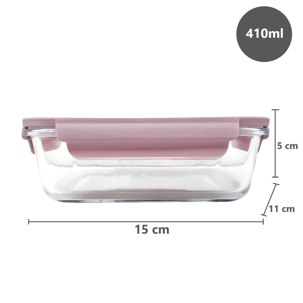 GENERICO - Pack x2 Táperes de vidrio 410ml - Rosado