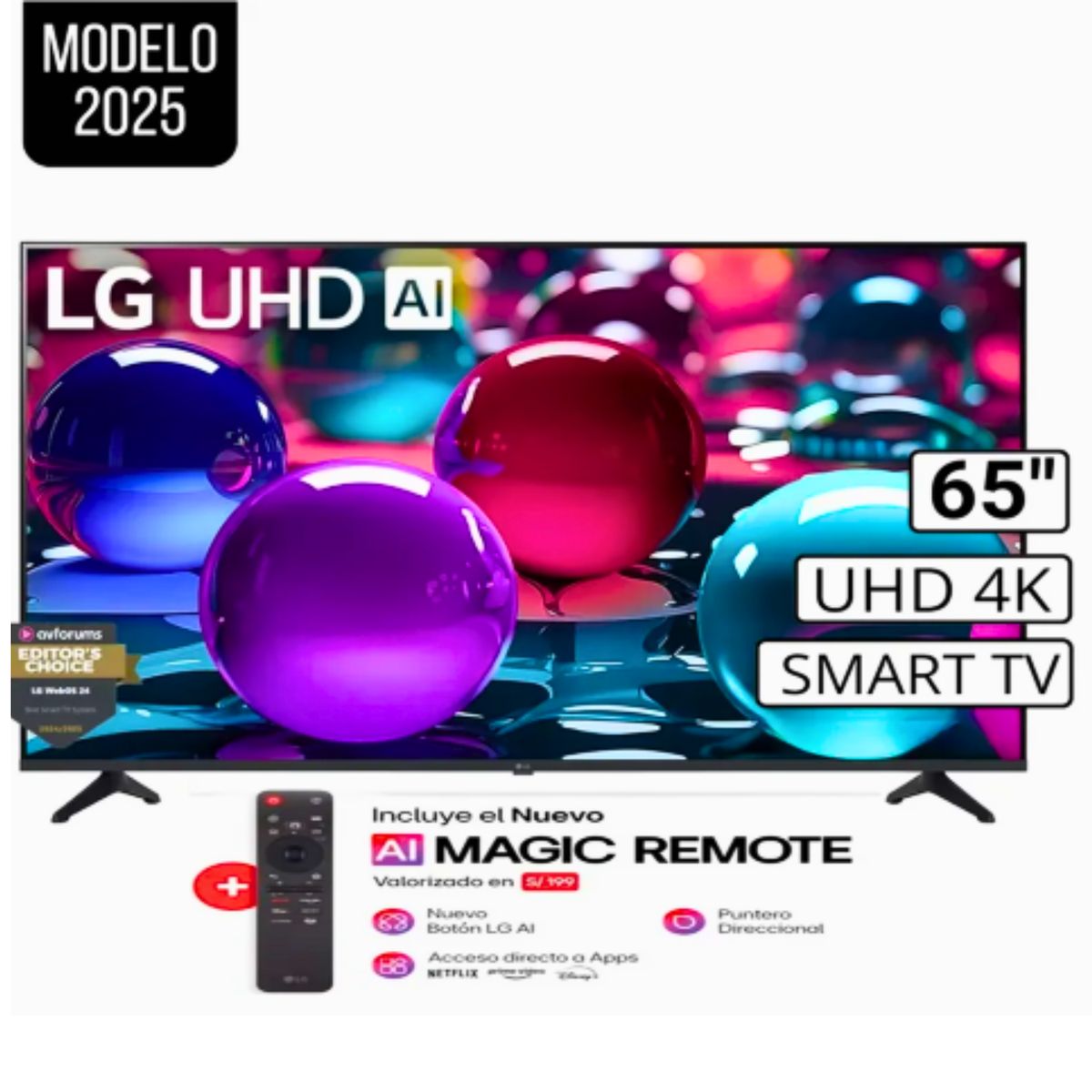 LG - Televisor LG 65" Smart UHD 4K Thinq AI 65UA7300PSB + Control Magic MR25GA 2025