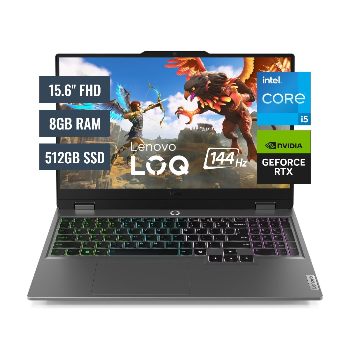 LENOVO - Laptop Lenovo LOQ Intel Core i5 12450HX 8GB RAM 512GB SSD 6GB RTX 3050 15.6" FHD FreeDOS