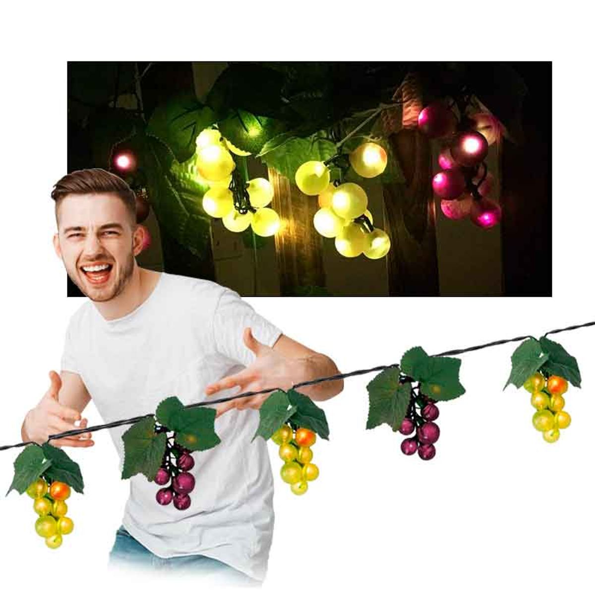 GENERICO - Guirnalda  OFERTALuces led uvas y hojas por 4mts