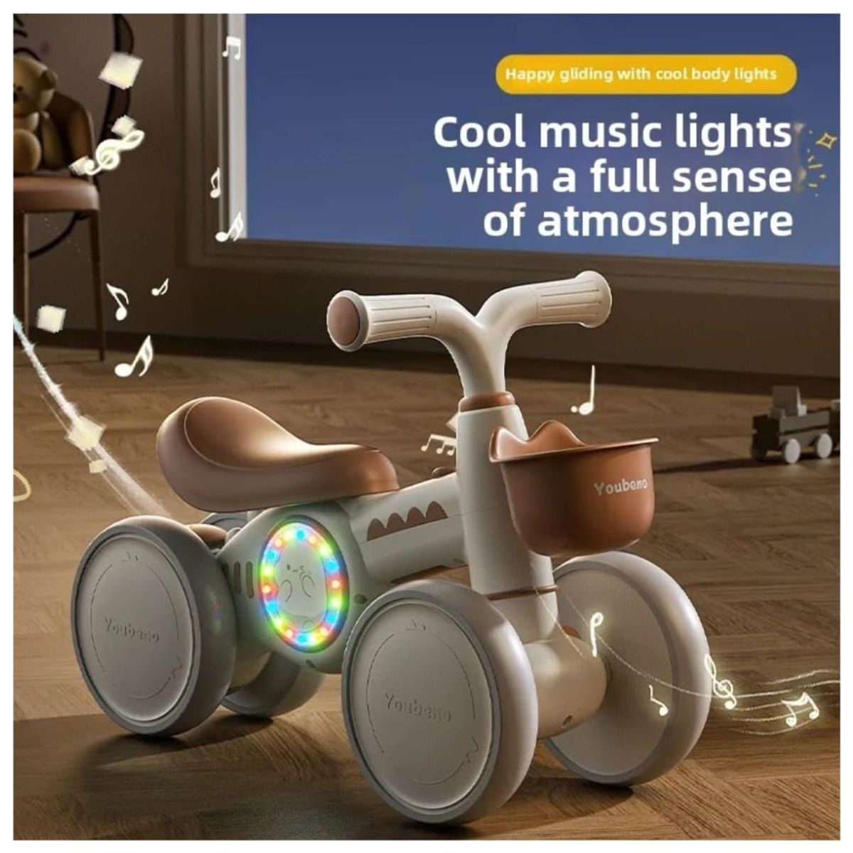 GENERICO - Triciclo Correpasillos Scooter Dino Musical & Luz para Niños Blanco