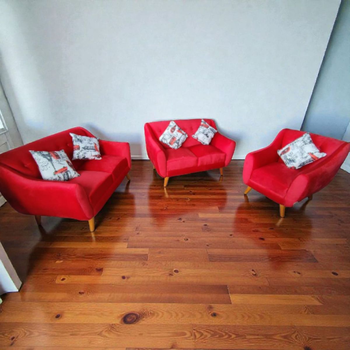 GENERICO - seccional vintage 3 2 1 ROJO + 3 cojines de regalo