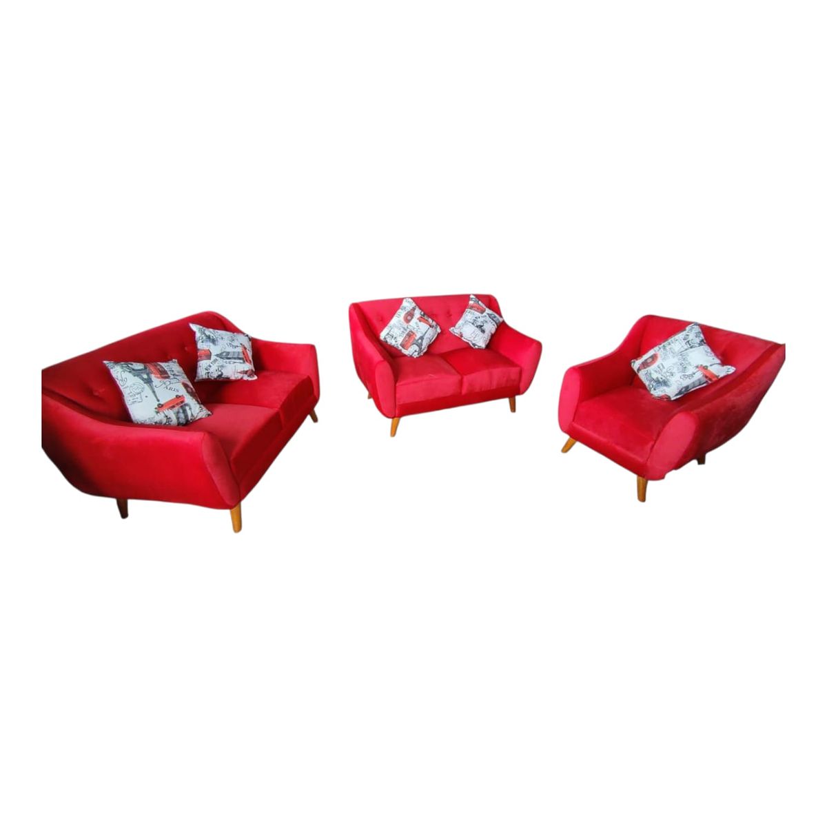 GENERICO - seccional vintage 3 2 1 ROJO + 3 cojines de regalo