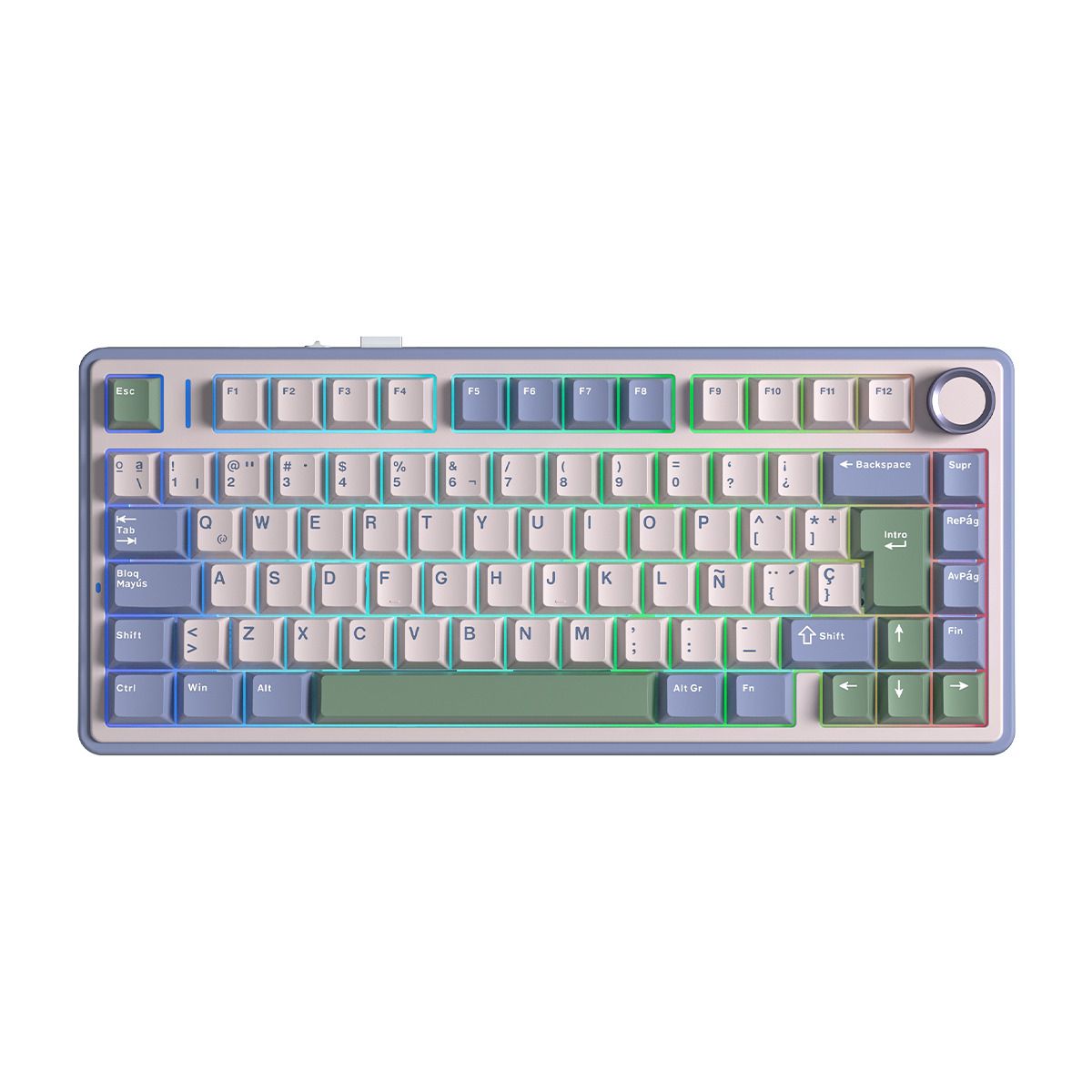 AULA - TECLADO AULA F75 RGB INALAMBRICO ESPAÑOL PASTEL REAPER-SWITCH