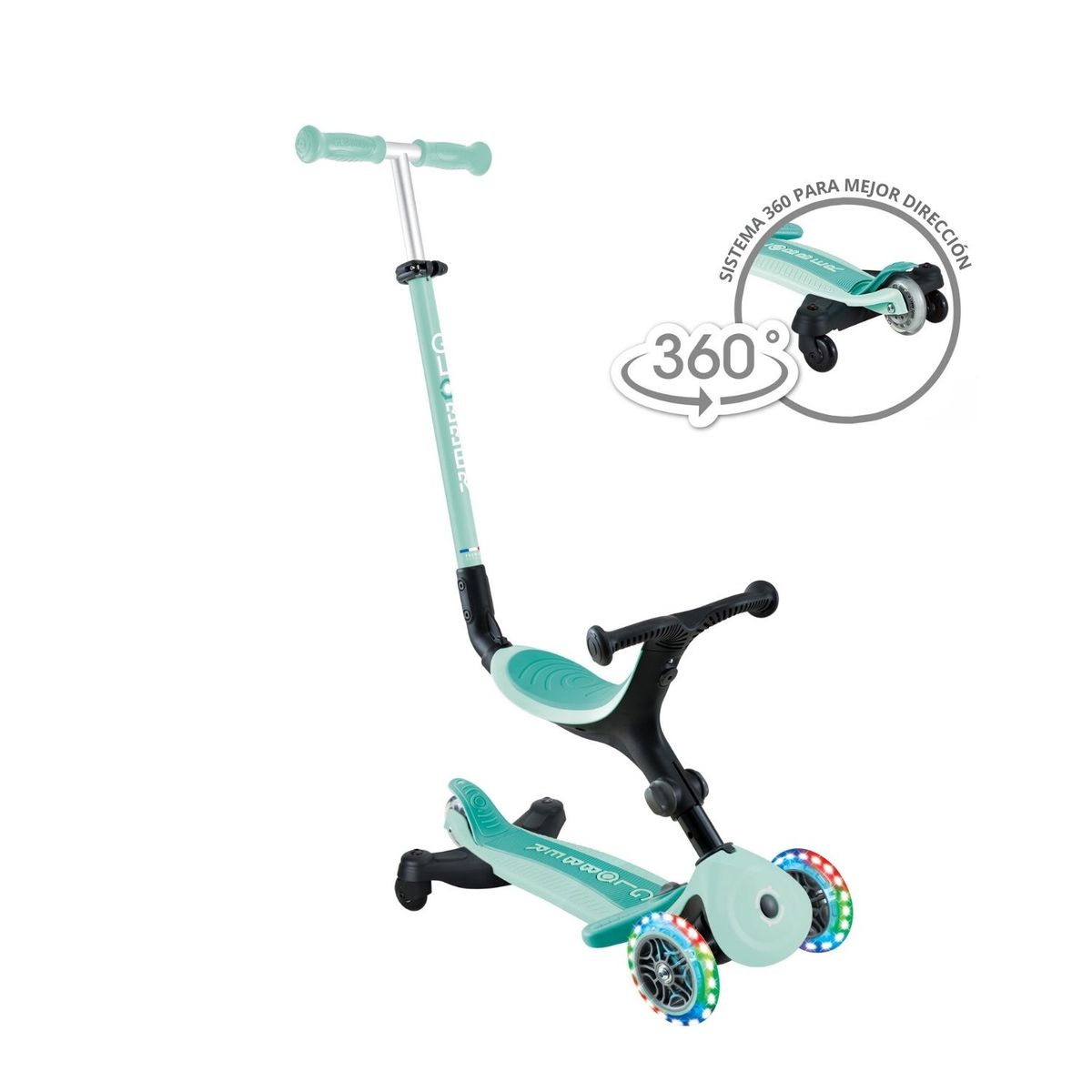 GLOBBER - Scooter Globber Go Up Active LED 360 Menta