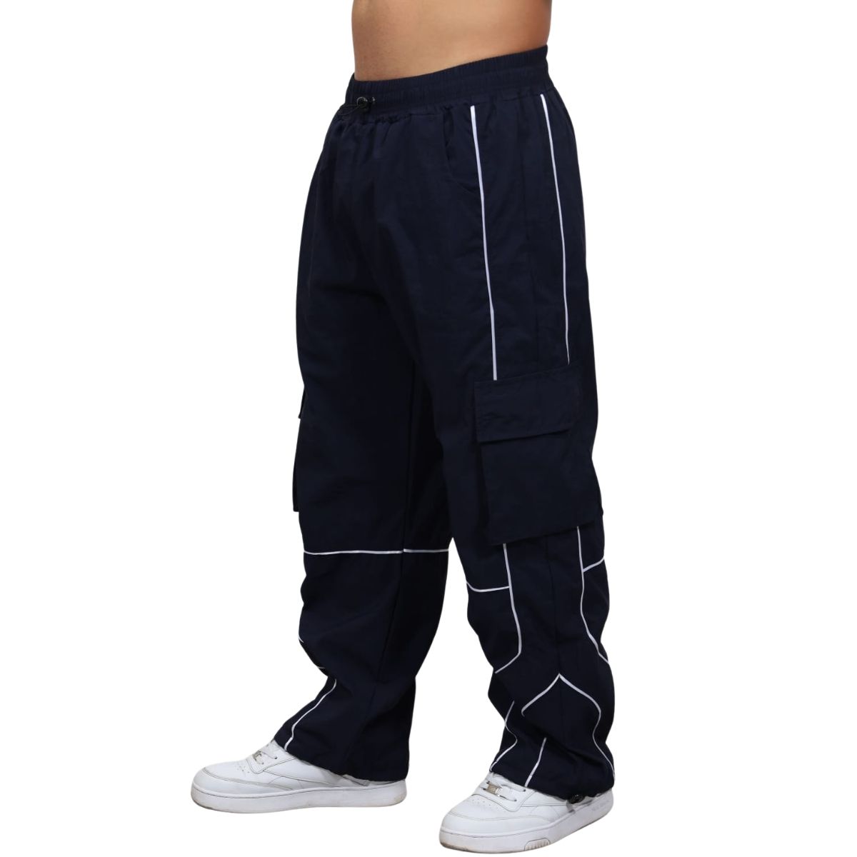 ENKI - Pantalón Cargo Oversized Hombre Tela Mojada Premium Shadow Line