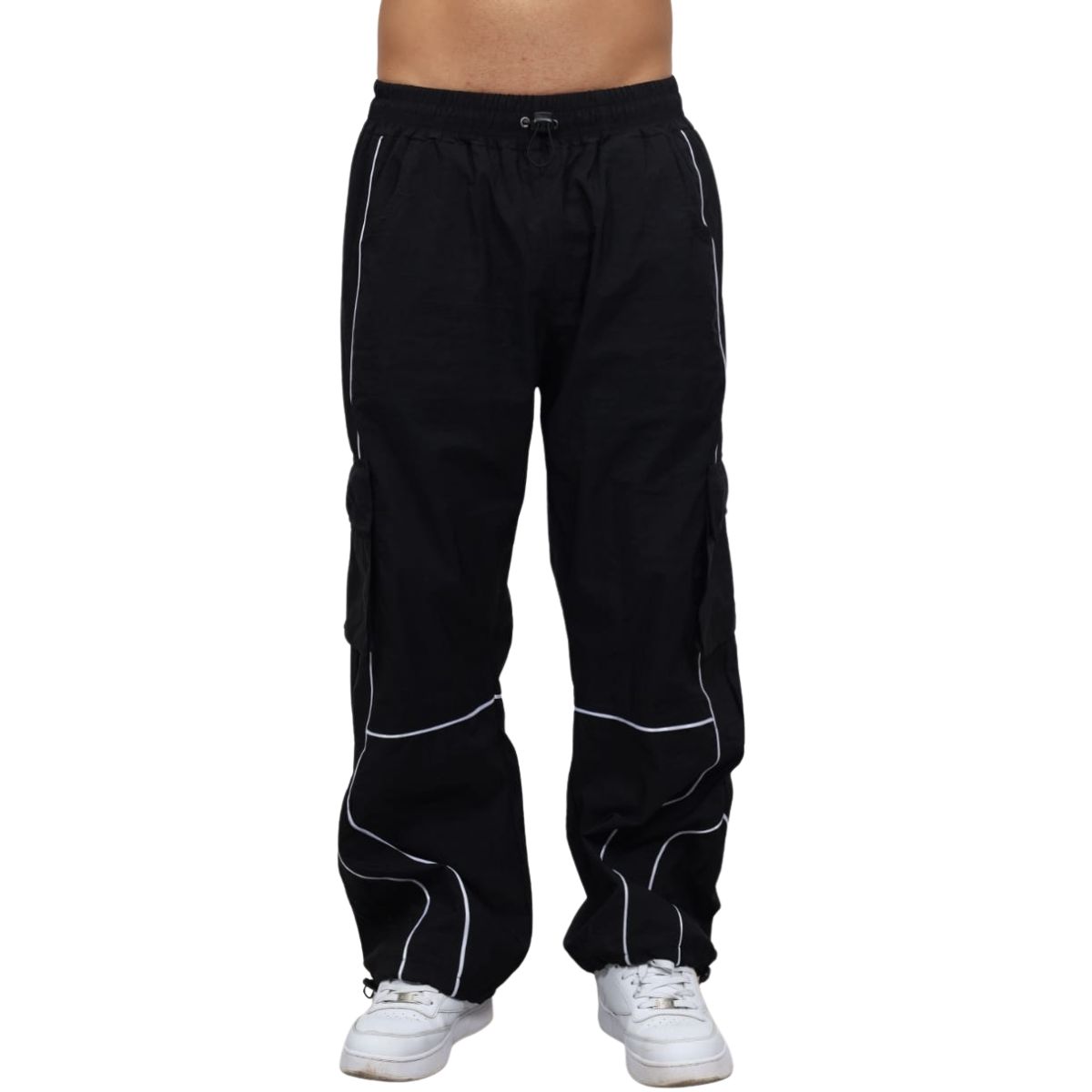 ENKI - Pantalón Cargo Oversized Hombre Tela Mojada Premium Shadow Line