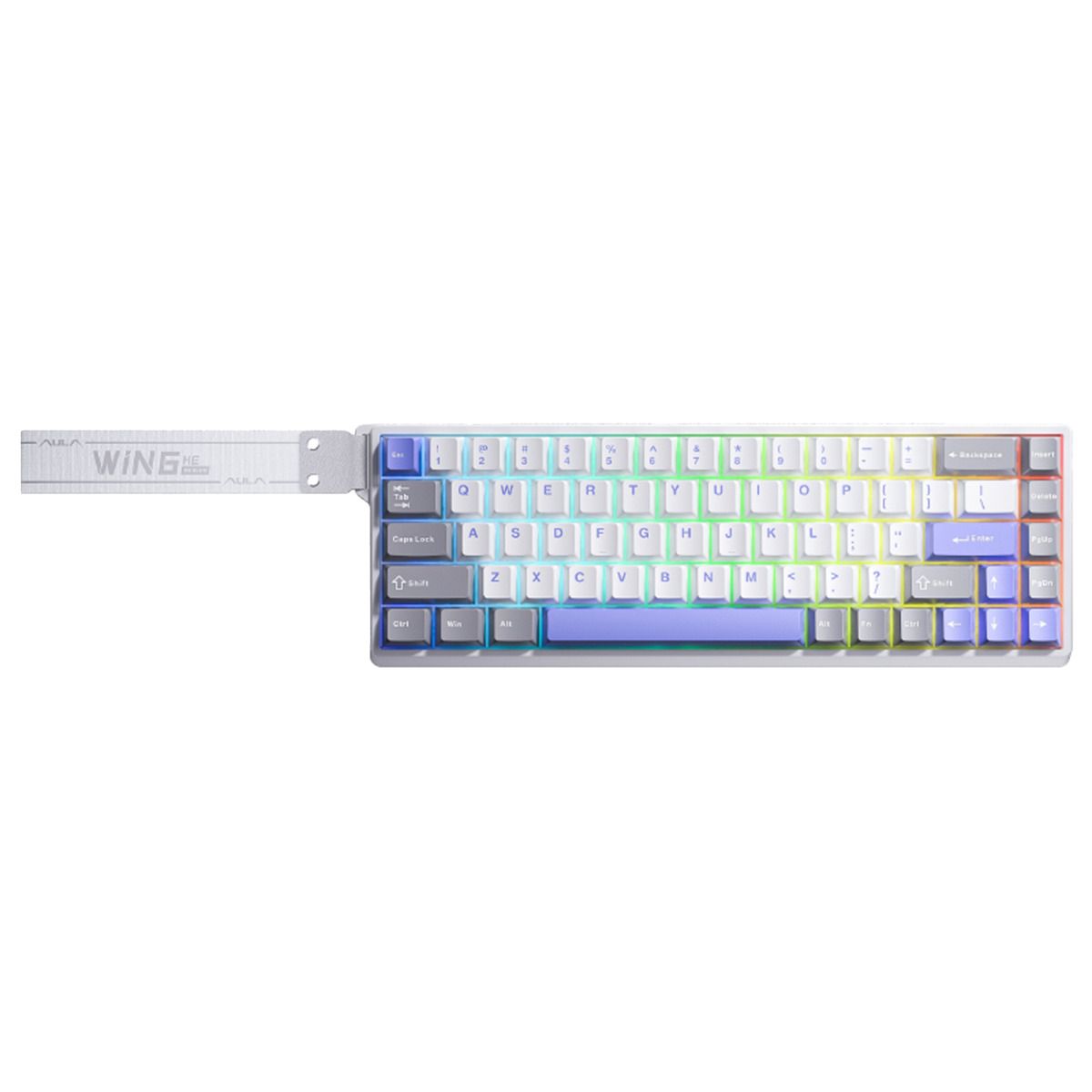AULA - TECLADO MAGNÉTICO AULA WIN68HE MAX  RGB  CABLEADO  BLANCO-GRIS-MORADO