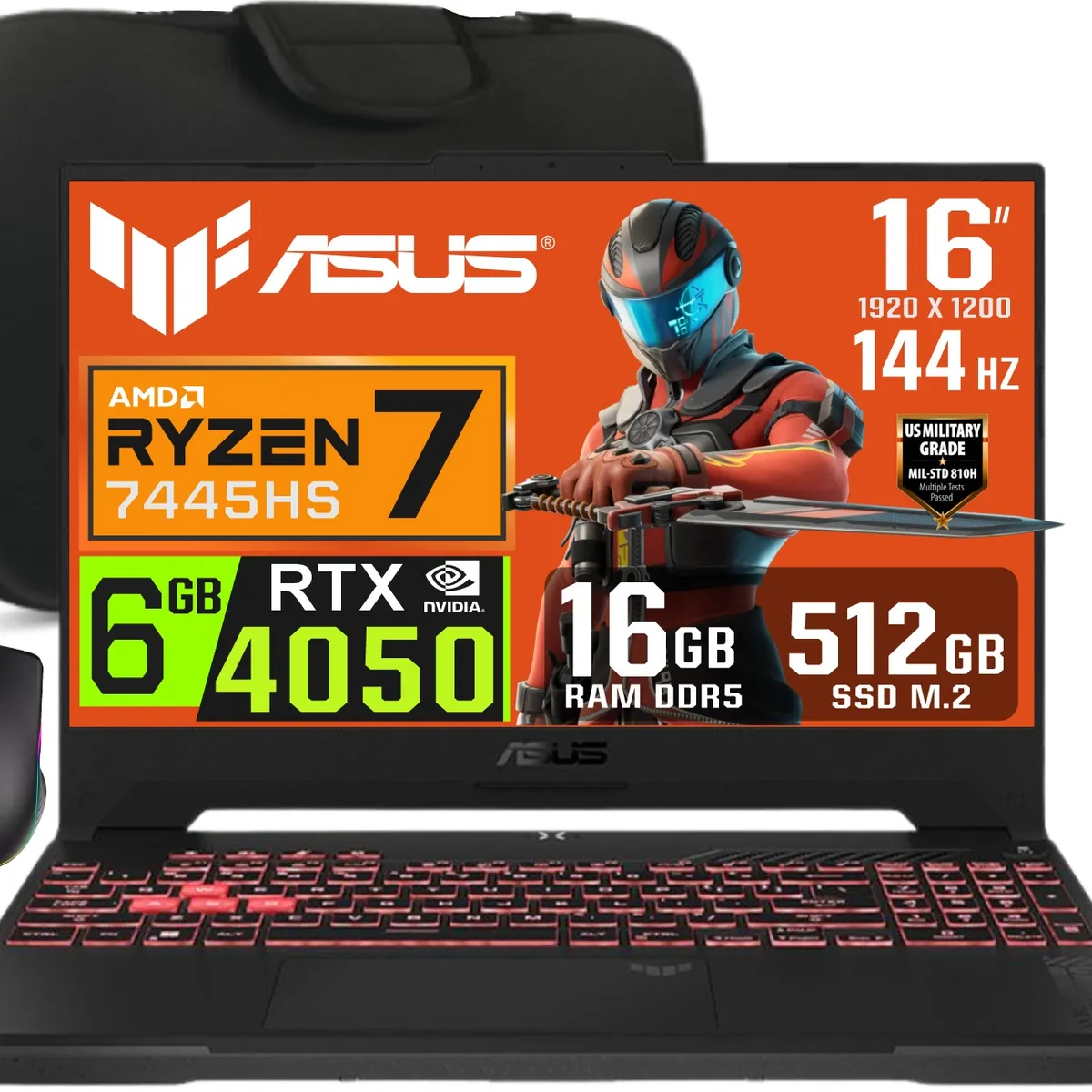 ASUS - Laptop Asus TUF Gaming A16 Ryzen 7-7445HS 16GB RAM 512GB SSD Nvidia RTX4050 6gb 16 WUXGA IPS 144Hz