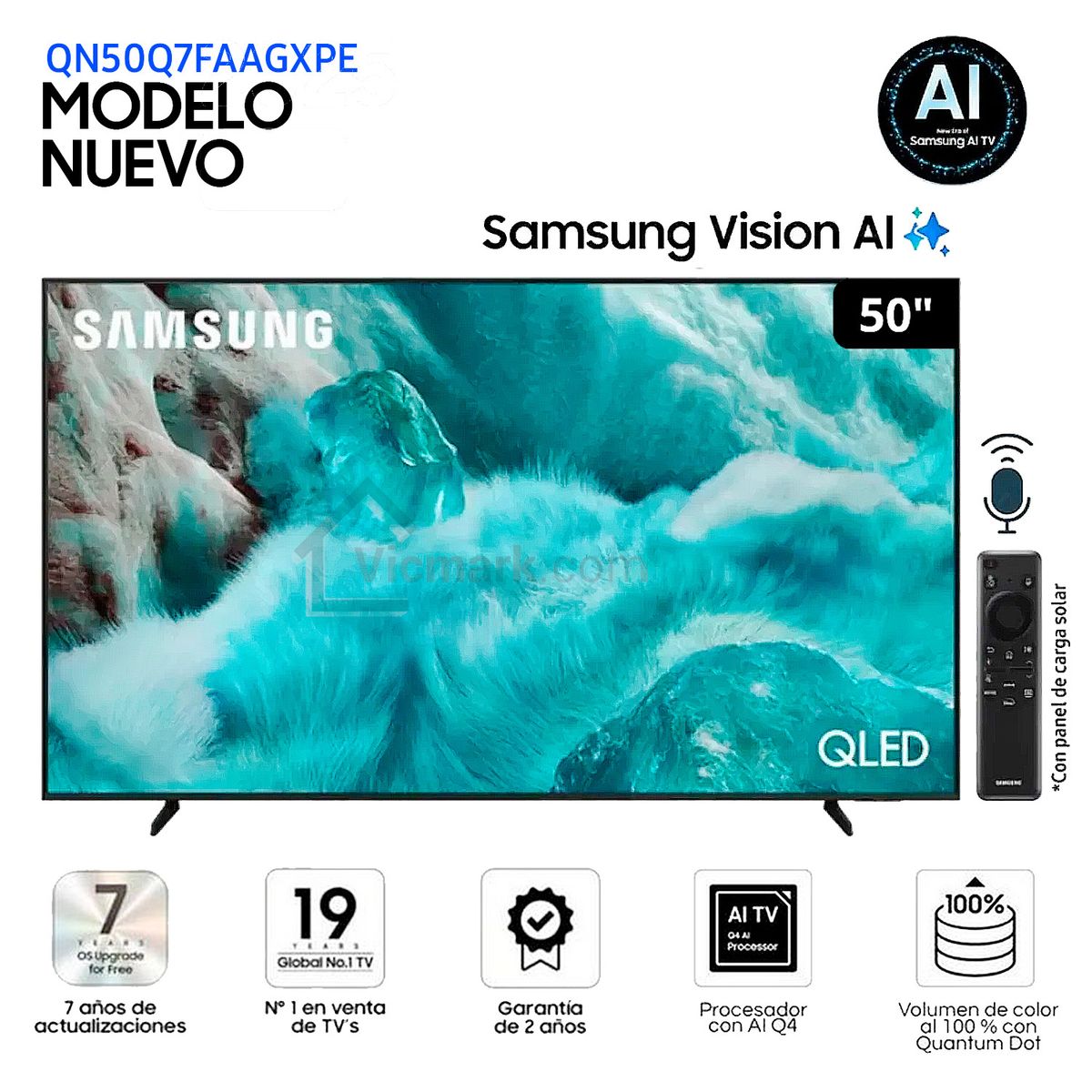 SAMSUNG - Televisor Samsung QLED 50" 4K Ultra HD Tizen QN50Q7FAAG - Modelo 2025