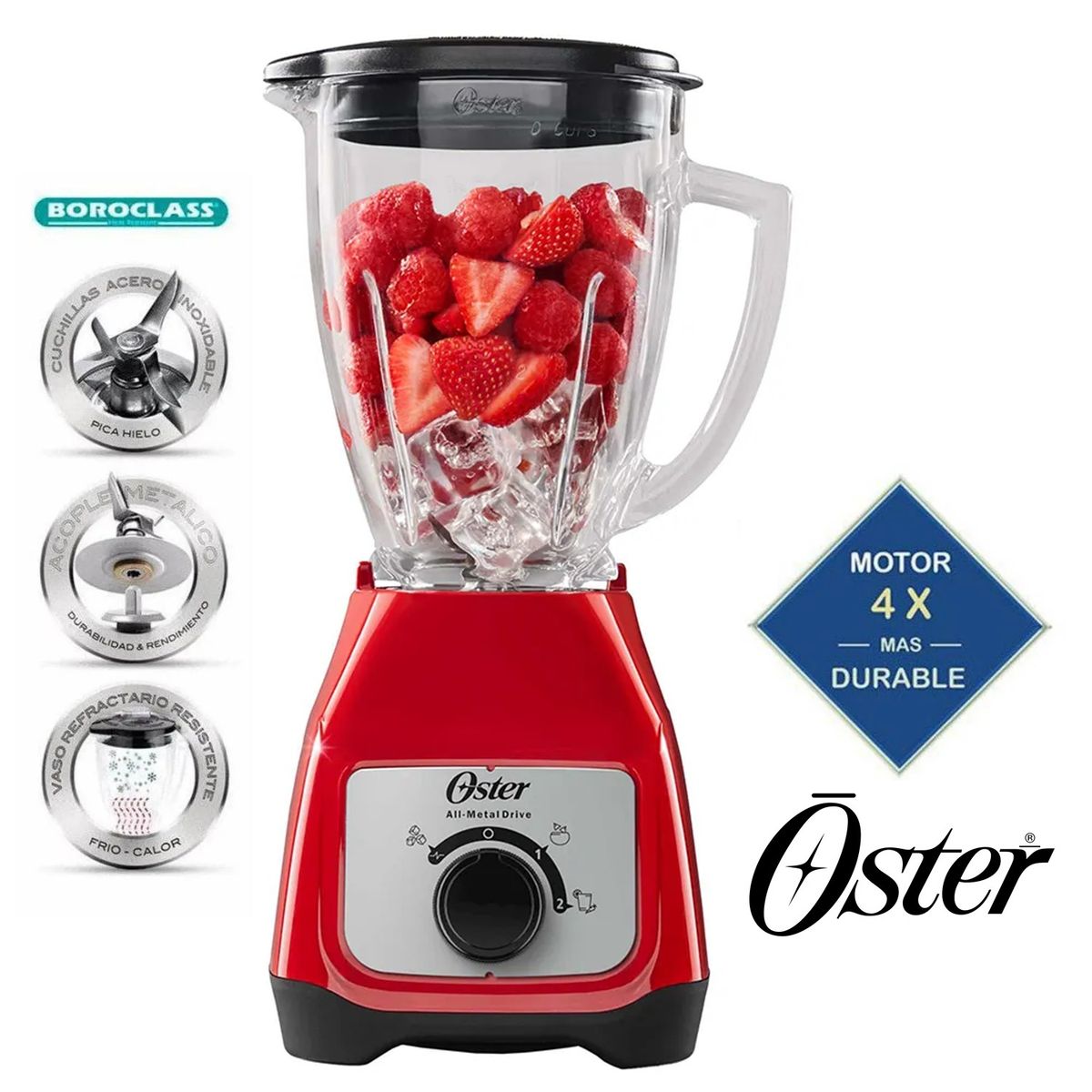 OSTER - Licuadora Oster 2 Velocidades + control perilla Tritura Hielo BLSTKAGRRD