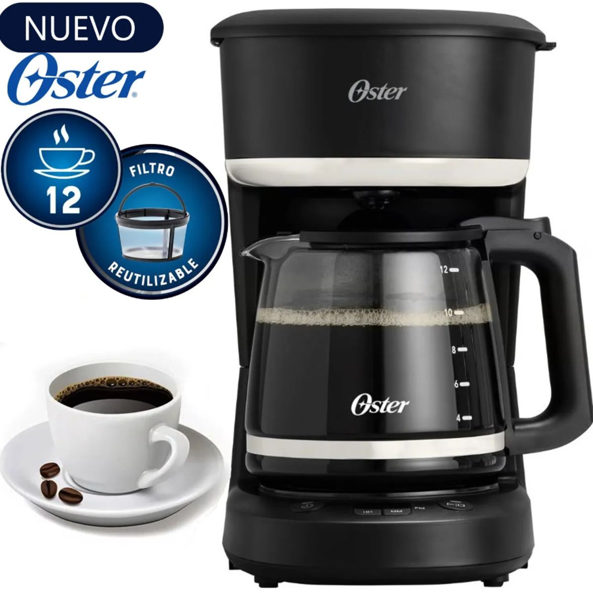 OSTER - Cafetera Oster BVSTDCP121B de 12 tazas Programable