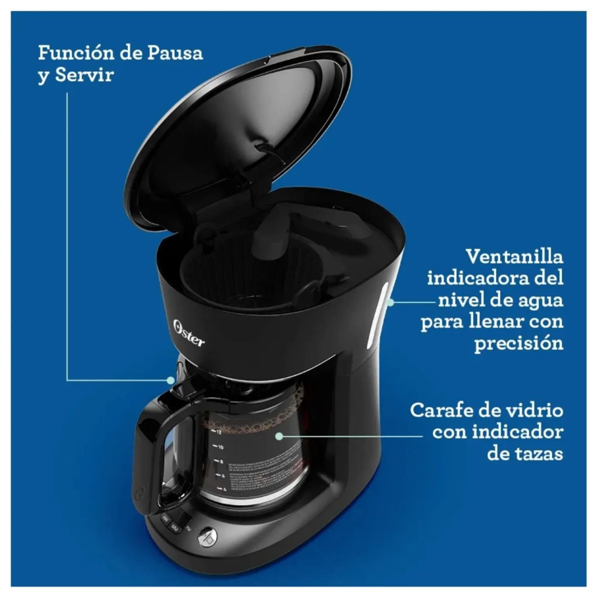 OSTER - Cafetera Oster BVSTDCP121B de 12 tazas Programable