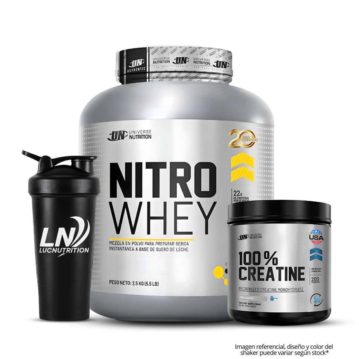 UNIVERSE NUTRITION - Nitro whey 2.5 Kg Proteina Whey - Cookie and cream + Creatina Universe Nutrition 500 g + Shaker