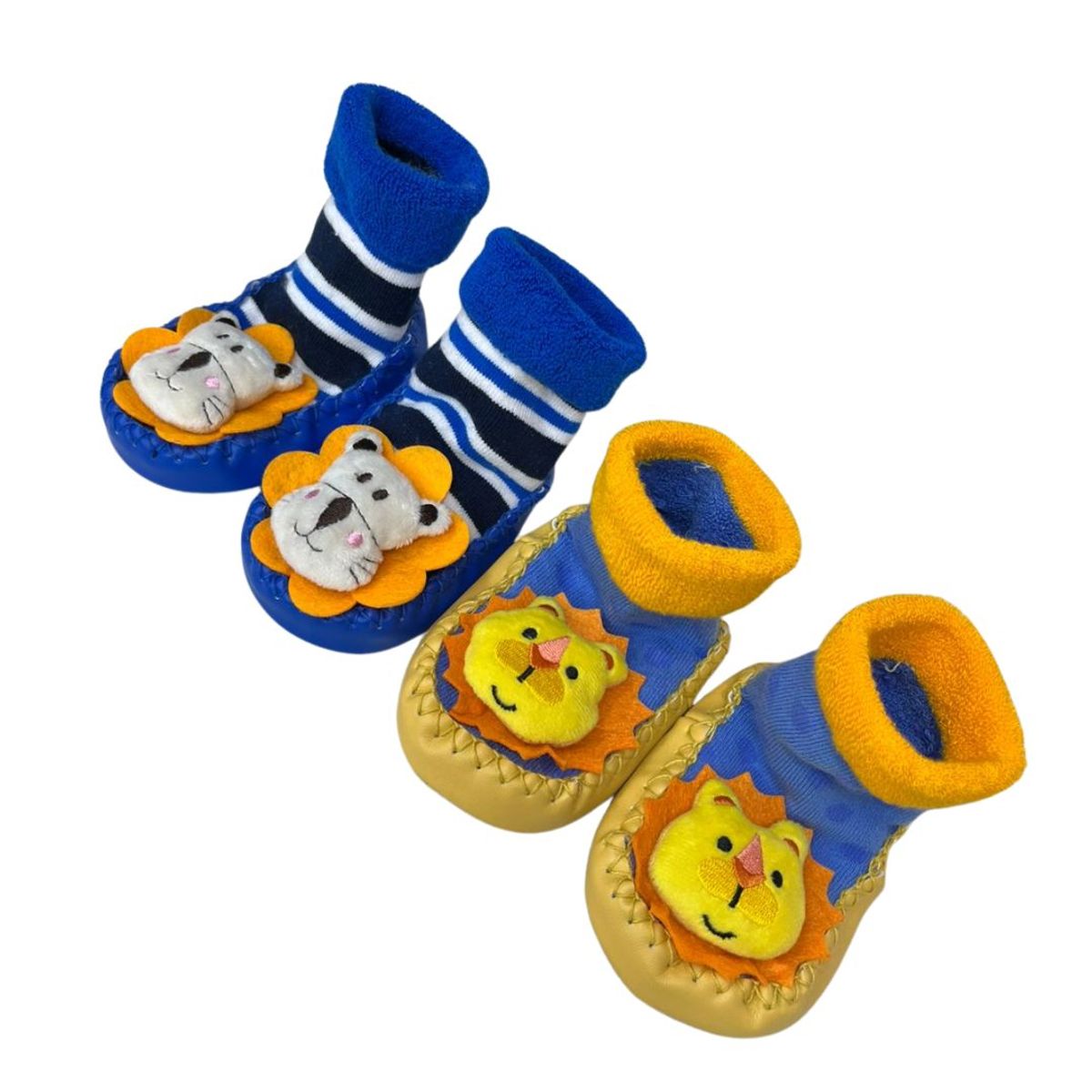 GENERICO - Pack x2 Zapamedias Bebé Antideslizantes con muñequito y sonaja niño