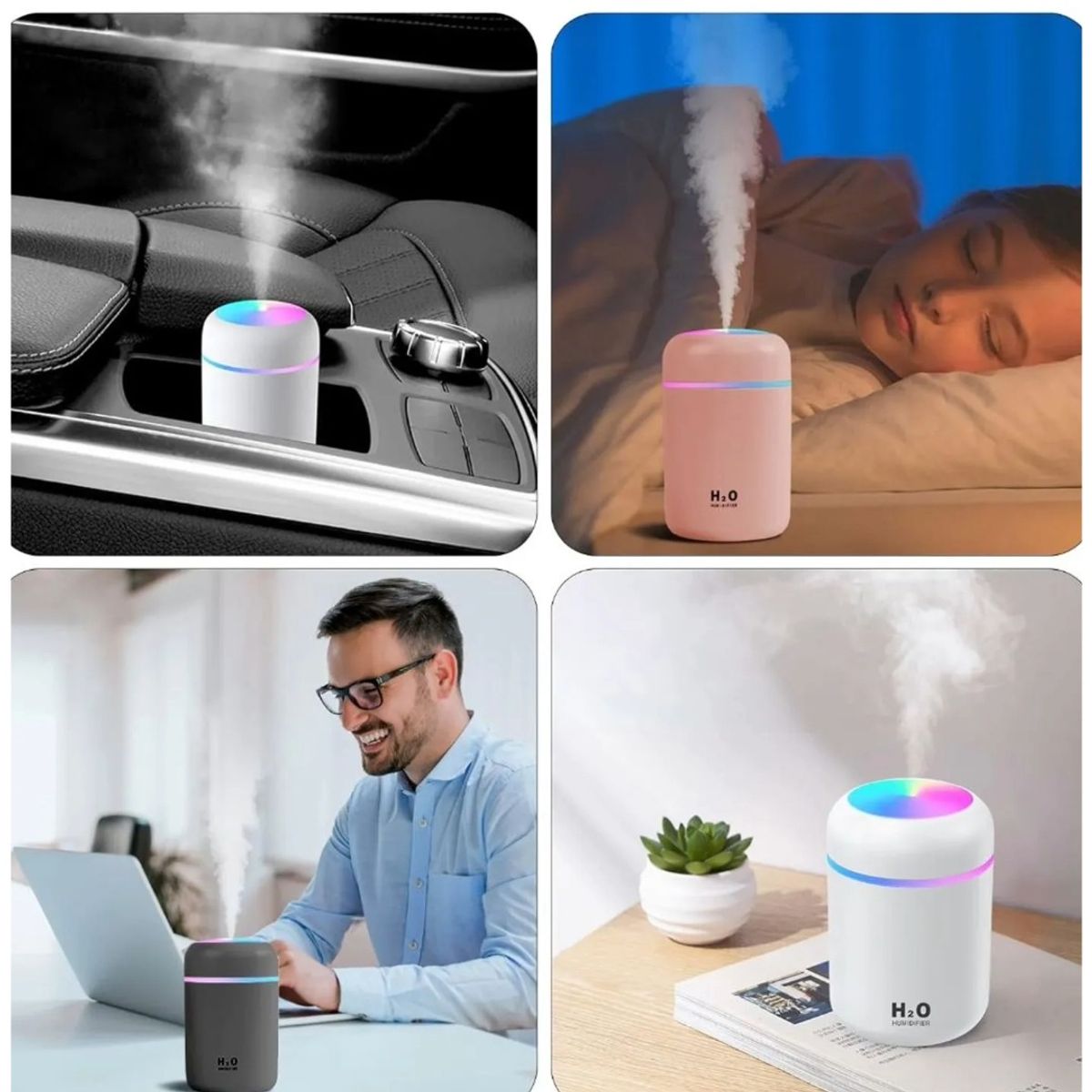 GENERICO - Mini Humidificador USB Rosado  Portátil y Práctico